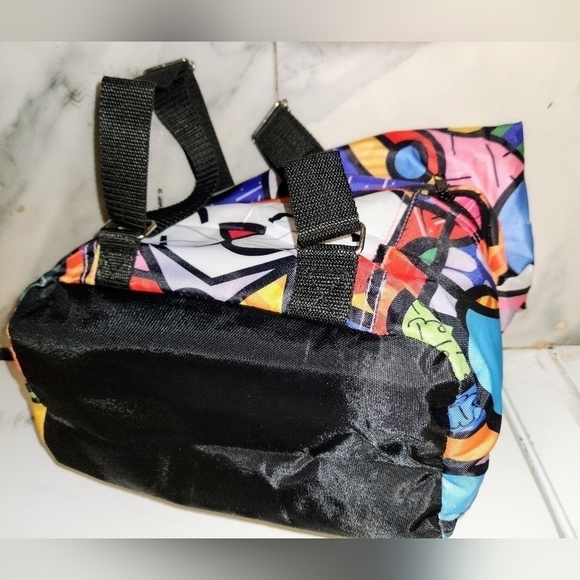 ROMERO BRITTO Authentic Large Drawstring Nylon BackPack / Lunch Bag Combination - Picture 8 of 16